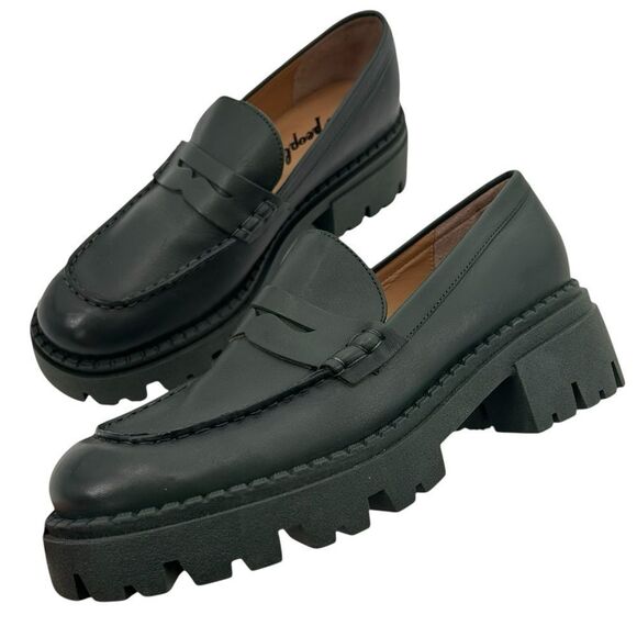Free people Lyra lug sole dark green loafer size 39.5 - Picture 3 of 13